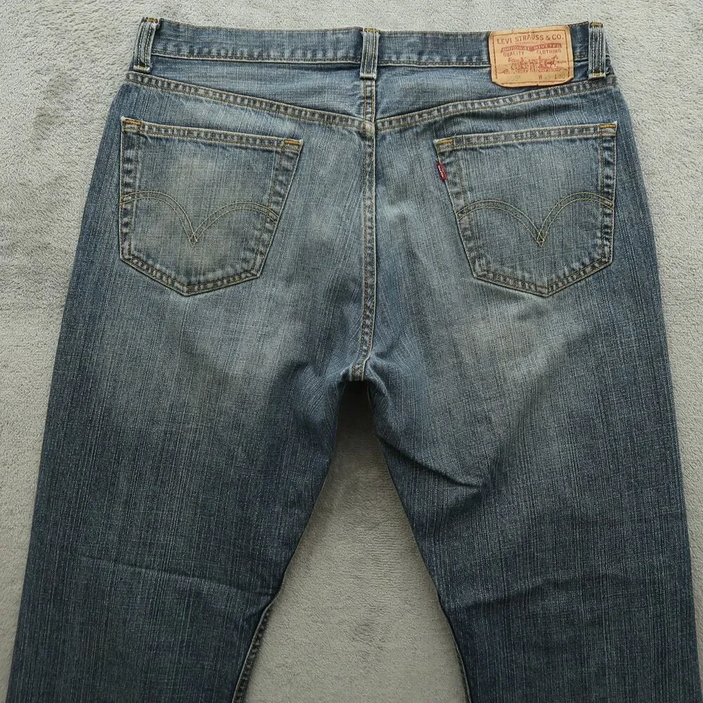 Levi's 505 Jeans Mens 36x30 Blue Regular Straight 100% Cotton Denim Timeworn